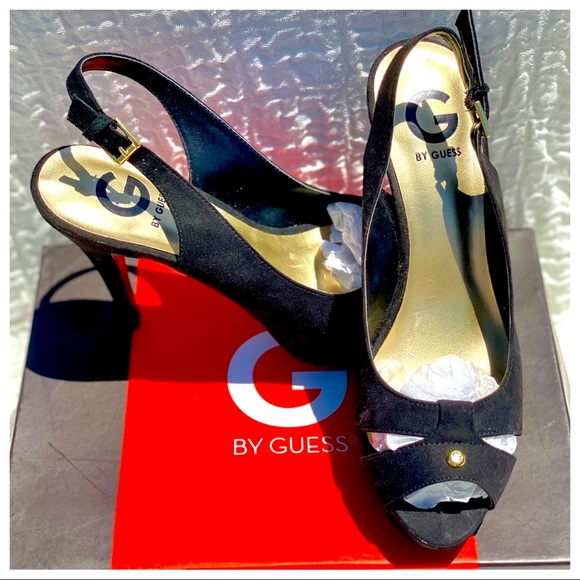 Guess NWB “Cathy” Platform Stiletto Heels Almond Peep Toe Slingback Shoes - Picture 3 of 16
